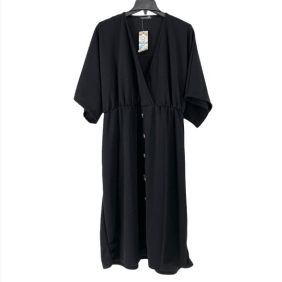 Boohoo Plus Belted Button Down Midi Dress - US 24 - Picture 2 of 7